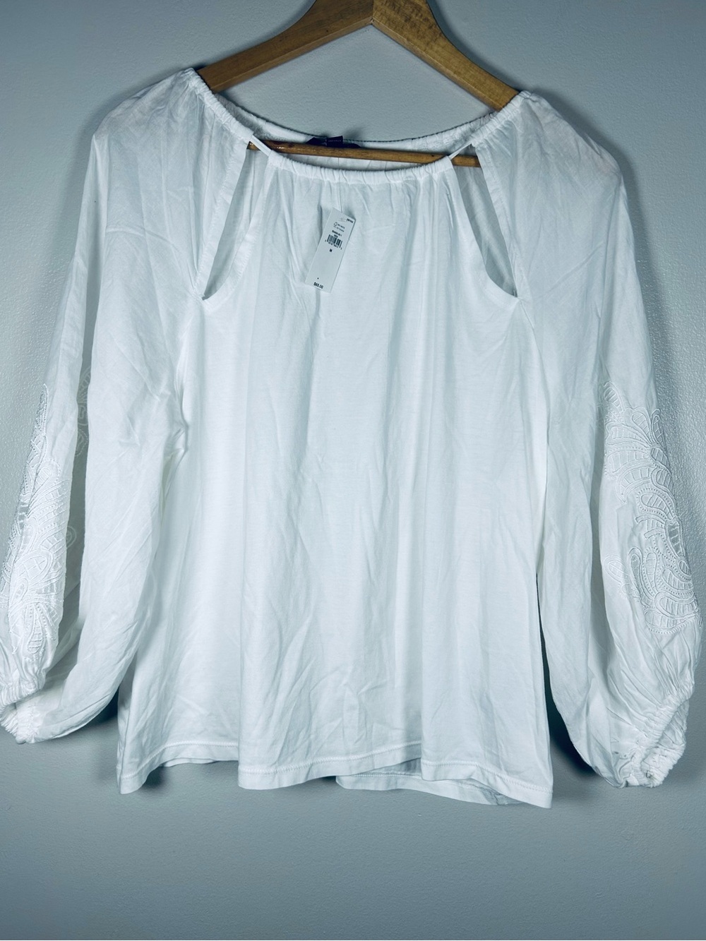 Banana Republic White Peasant Blouse - Lightweight Boho Cotton Top